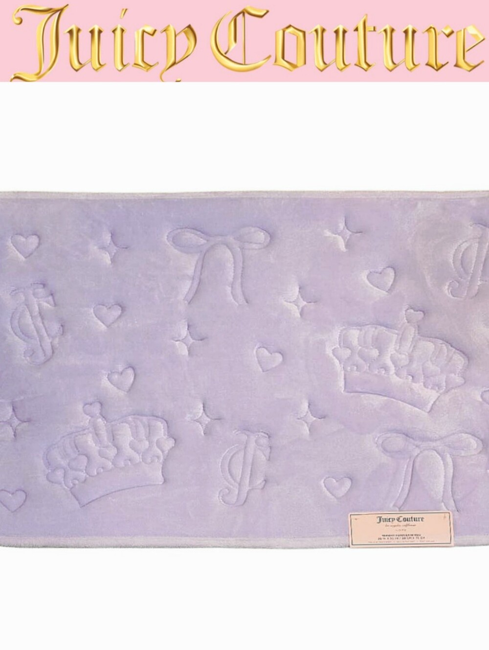 Juicy Couture Home Embossed Logo Crown, Hearts, & Bows Memory Foam Bath Rug